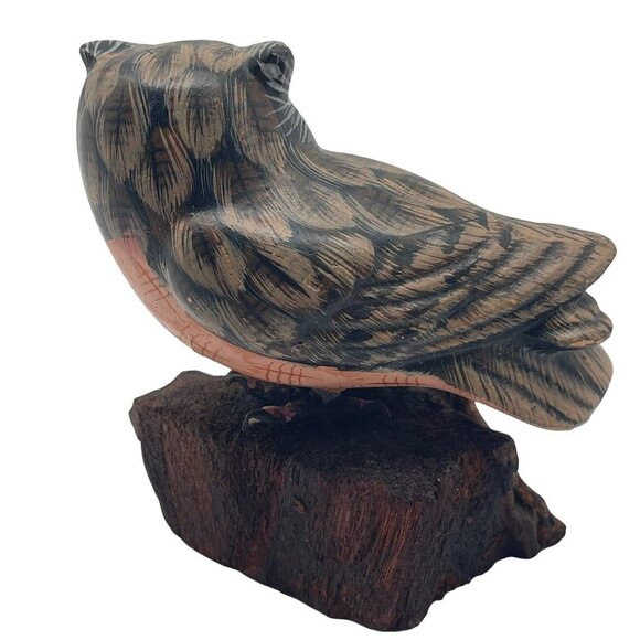 Vintage Enesco Owl Perched On Wood Figurine 1986 - Picture 4 of 16
